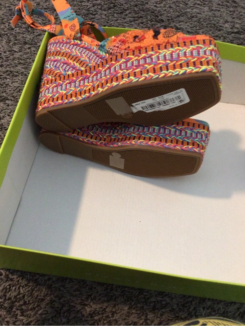 Gianni Bini Orange Multicolor Floral Knot-Ankle Strap Heels